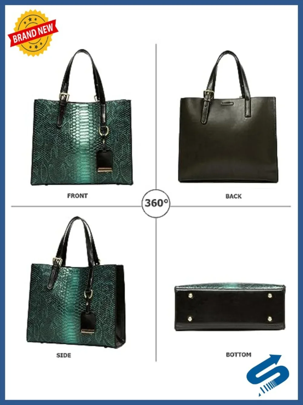 Crocodile Pattern Satchel Handbags Set PU Faux Leather Tote Clutch Wristlet